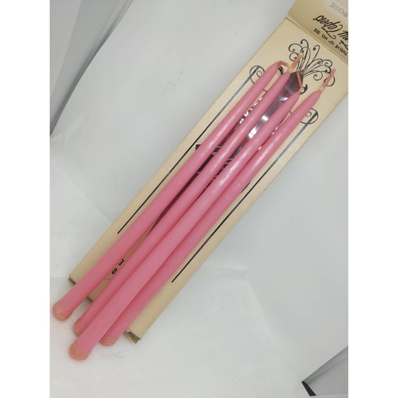 12  Wild Rose Pink Taper Dinner Candles 10-inch Tall Paragon Candles Vintage - Picture 1 of 6